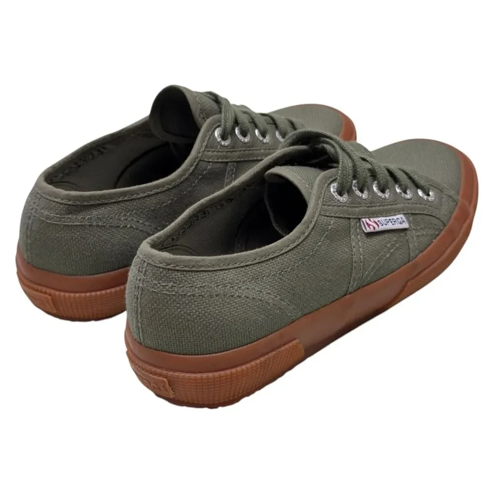 Superga 2750 COTU Classic Womens 5.5 Olive Green Canvas Sneakers Low Top